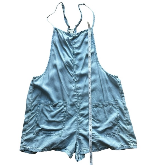 Aerie Women’s S/P Blue Chambray Bib Shortalls Overall Jumper Romper Playsuit - Picture 8 of 11